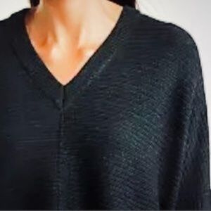 Adrianna Papell V Neck Black Oversized Ribbed Sweater Women's Size Medium